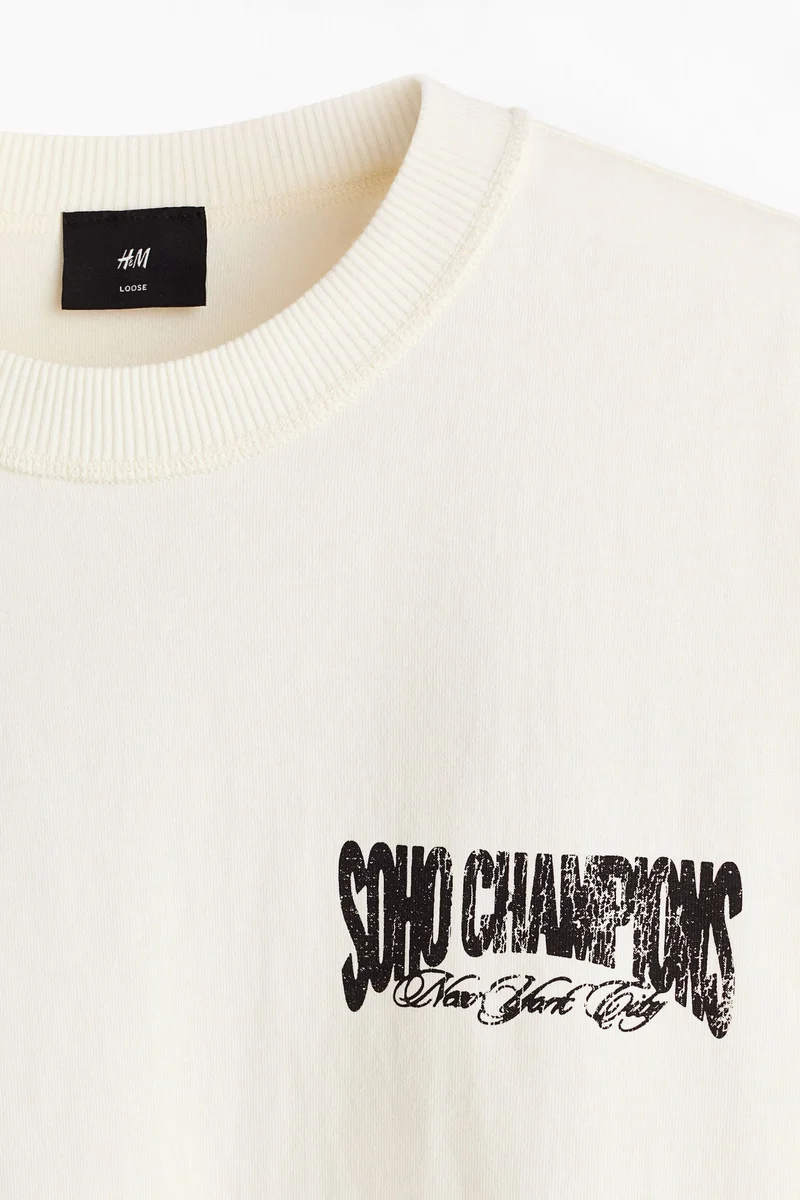 H&M  Loose Fit Printed T-shirt for Men | Best Price UAE